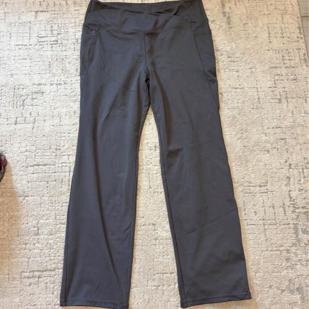 Jockey Charcoal Gray Crossover Waist Flare Leggings Active Yoga Pants